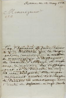 List Jakuba Pucheta do Jana Sebastiana Szembeka, Rzym 18.05.1720