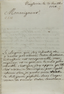 List Jakuba Pucheta do Jana Sebastiana Szembeka, Warszawa 31.06.1720