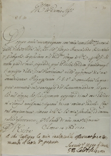 List kardynała Giovanniego Battisty Salerniego do Jana Sebastiana Szembeka, Rzym 14.09.1720