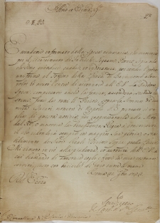 List kardynała S. Clementi do Jana Sebastiana Szembeka, Rzym 21.11.1722