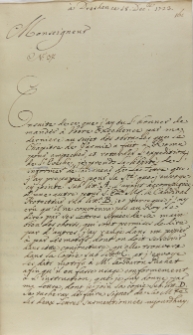 List kardynała Giuseppe Accoramboniego do Jana Sebastiana Szembeka, Drezno 18.12.1723