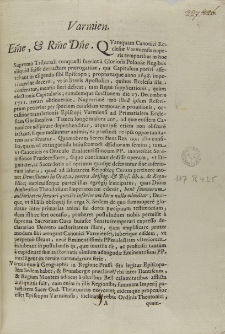 Sacra Congregatione Consistoriali Varmien[si] Pro Obseruantia Concordatorum inter Serenissimos Poloniae reges, et Ecclesiam Varmien[sem] etc. Super Electione Episcopi Memoriale. Typis Zingli, et Monaldi 1724