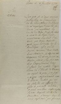 List księdza Alberta Lagnasco do Jana Sebastiana Szembeka, Rzym 08.07.1724