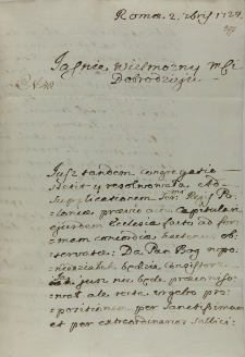 List Jakuba Pucheta do Jana Sebastiana Szembeka, Rzym 02.09.1724