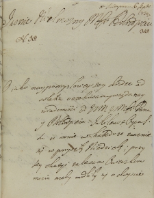 List Krzysztofa Szembeka nominata warmińskiego do Jana Sebastiana Szembeka, 06.09.1724