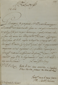 List kardynała Giovanniego Battisty Salerniego do Jana Sebastiana Szembeka, 1729