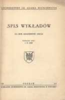 Uniwersytet im. Adama Mickiewicza w: spis wykład&oacute;w na rok akademicki 1958/59