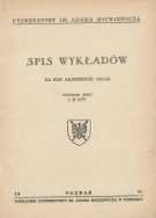 Uniwersytet im. Adama Mickiewicza: spis wykład&oacute;w na rok akademicki 1959/60