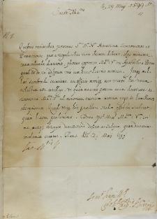 List kardynała Cintiusa Aldobrandiego do kr&oacute;la Zygmunta III, Rzym 29.05.1599