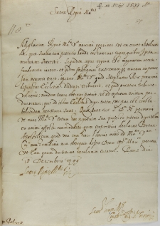 List kardynała Cintiusa Aldobrandiego do kr&oacute;la Zygmunta III, Rzym 18.12.1599