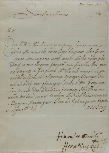 List Ludwika Horatiusa do króla Zygmunta III, Rzym 24.08.1621