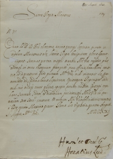 List Ludwika Horatiusa do króla Zygmunta III, Rzym 24.08.1621