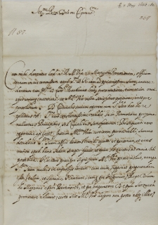List kardynała Cosimo de Torresa do kr&oacute;la Zygmunta III, Rzym 11.05.1624