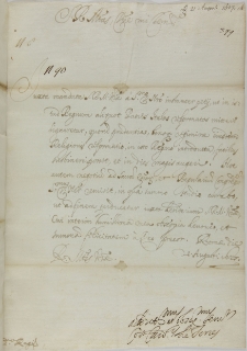 List kardynała Cosimo de Torresa do kr&oacute;la Zygmunta III, Rzym 21.08.1627