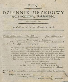Dziennik Urzędowy Wojew&oacute;dztwa Kaliskiego 1828.01.29 Nr5