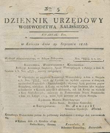 Dziennik Urzędowy Województwa Kaliskiego 1828.01.29 Nr5