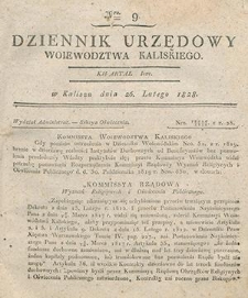 Dziennik Urzędowy Województwa Kaliskiego 1828.02.26 Nr9
