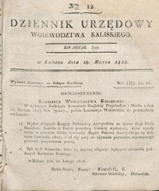 Dziennik Urzędowy Wojew&oacute;dztwa Kaliskiego 1828.03.18 Nr12
