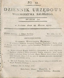 Dziennik Urzędowy Województwa Kaliskiego 1828.03.18 Nr12