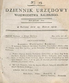 Dziennik Urzędowy Województwa Kaliskiego 1828.03.25 Nr13