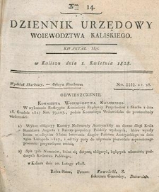 Dziennik Urzędowy Wojew&oacute;dztwa Kaliskiego 1828.04.01 Nr14