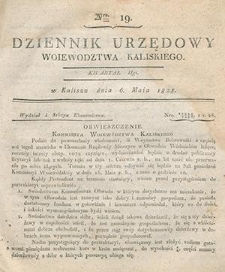Dziennik Urzędowy Województwa Kaliskiego 1828.05.06 Nr19