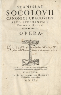 Stanislai Socolovii [...] Opera