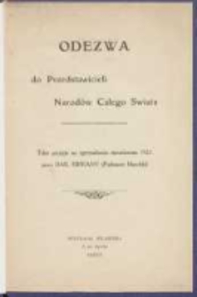 Odezwa do Przedstawicieli Narodów Całego Świata: tekst przyjęty na zgromadzeniu styczniowem 1921 przez Dail Eireann (Parlament Irlandzki)