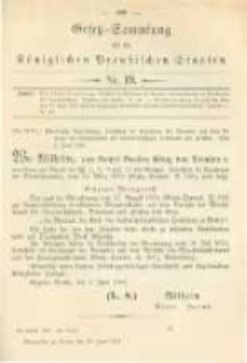 Gesetz-Sammlung für die Königlichen Preussischen Staaten. 1881.06.29 No19