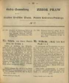 Gesetz-Sammlung f&uuml;r die K&ouml;niglichen Preussischen Staaten. 1870.03.30 No17
