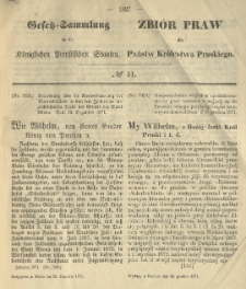 Gesetz-Sammlung für die Königlichen Preussischen Staaten. 1871.12.22 No41