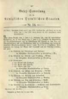 Gesetz-Sammlung f&uuml;r die K&ouml;niglichen Preussischen Staaten. 1896.06.13 No14