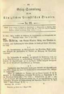 Gesetz-Sammlung f&uuml;r die K&ouml;niglichen Preussischen Staaten. 1896.08.01 No21