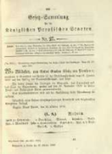 Gesetz-Sammlung f&uuml;r die K&ouml;niglichen Preussischen Staaten. 1896.10.28 No27