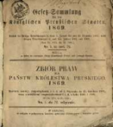 Gesetz-Sammlung f&uuml;r die K&ouml;niglichen Preussischen Staaten. 1869.01.06 No1