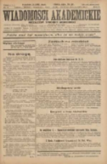 Wiadomości Akademickie: niezależny tygodnik akademicki 1931.03.22 R.3 Nr9