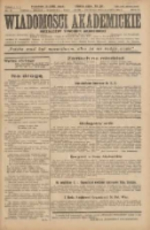 Wiadomości Akademickie: niezależny tygodnik akademicki 1931.03.22 R.3 Nr9