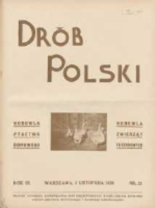 Polski Drób: organ Centralnego Komitetu do Spraw Hodowli Drobiu w Polsce 1930.11.01 R.9 Nr21