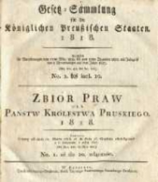 Gesetz-Sammlung f&uuml;r die K&ouml;niglichen Preussischen Staaten. 1818 No1