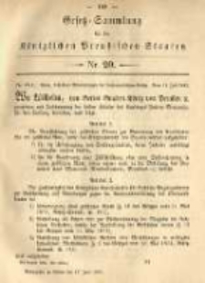 Gesetz-Sammlung für die Königlichen Preussischen Staaten. 1883.07.17 No20