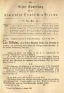 Gesetz-Sammlung für die Königlichen Preussischen Staaten. 1883.08.01 No21