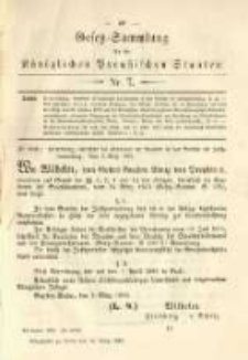 Gesetz-Sammlung für die Königlichen Preussischen Staaten. 1885.03.16 No7