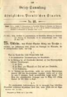 Gesetz-Sammlung für die Königlichen Preussischen Staaten. 1885.06.06 No21