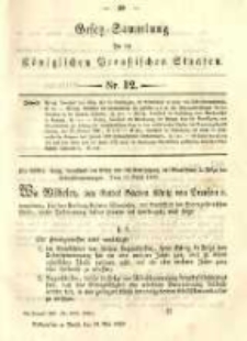 Gesetz-Sammlung f&uuml;r die K&ouml;niglichen Preussischen Staaten. 1889.05.23 No12