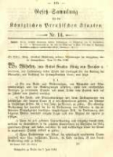 Gesetz-Sammlung f&uuml;r die K&ouml;niglichen Preussischen Staaten. 1889.06.07 No14
