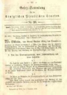 Gesetz-Sammlung f&uuml;r die K&ouml;niglichen Preussischen Staaten. 1889.11.07 No26