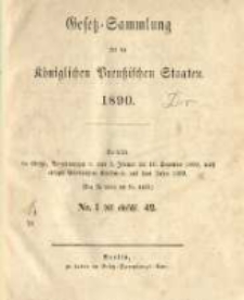 Gesetz-Sammlung f&uuml;r die K&ouml;niglichen Preussischen Staaten. 1890.01.02 No1