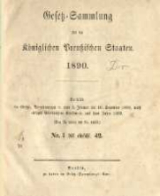 Gesetz-Sammlung für die Königlichen Preussischen Staaten. 1890.01.02 No1