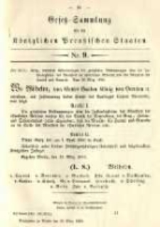 Gesetz-Sammlung f&uuml;r die K&ouml;niglichen Preussischen Staaten. 1890.03.29 No9