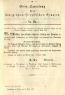 Gesetz-Sammlung f&uuml;r die K&ouml;niglichen Preussischen Staaten. 1890.04.28 No15